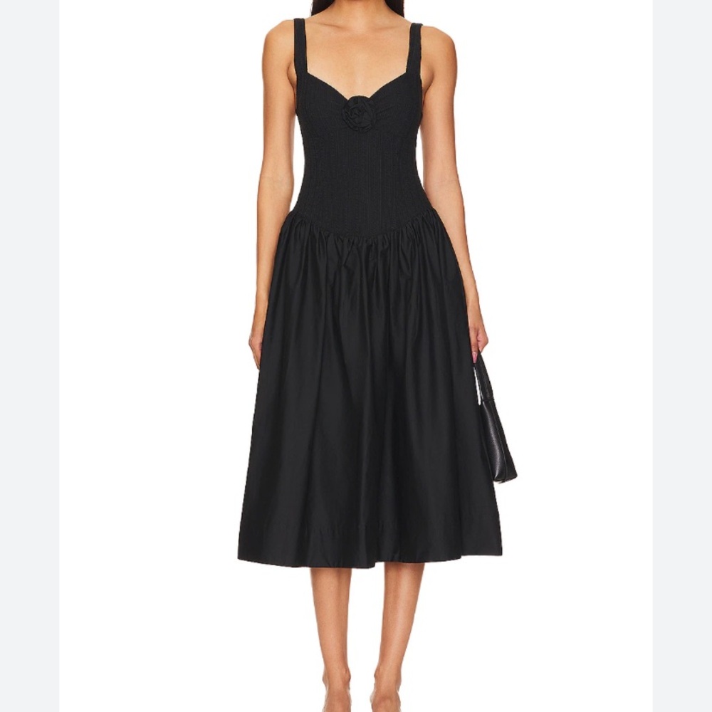 NWT For Love and Lemons Billie Midi Dress in Black